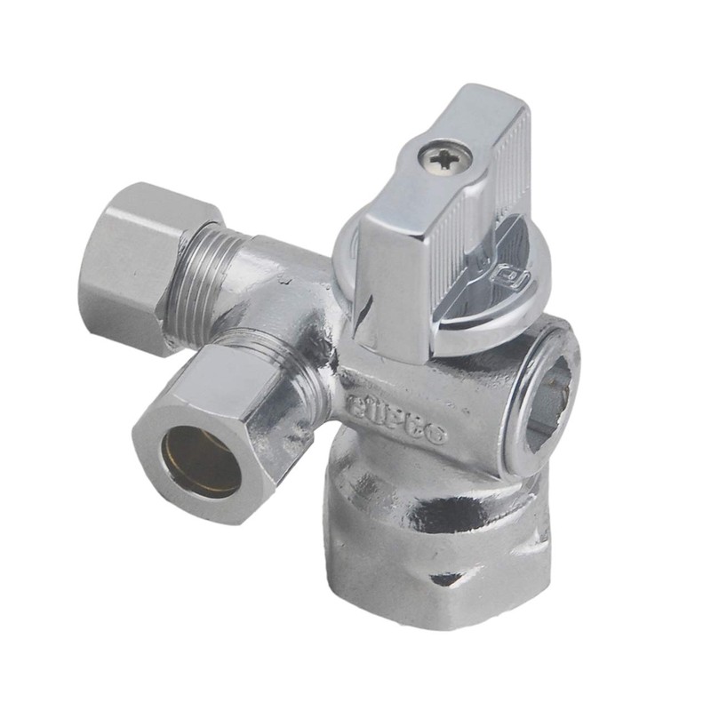 LD Valve- 1/4 Turn Dual Compression Outlet Angle Stop Valve,Quarter