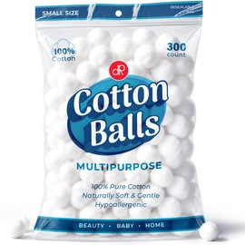 DecorRack 300 Small Cotton Balls, 100% Pure Natural Cotton, Soft & Hypoallergenic, Cotton Wool for Crafts, Make-Up, Nail Polish Removal, Baby & Pet Care, Cotton Balls (Pack of 300)