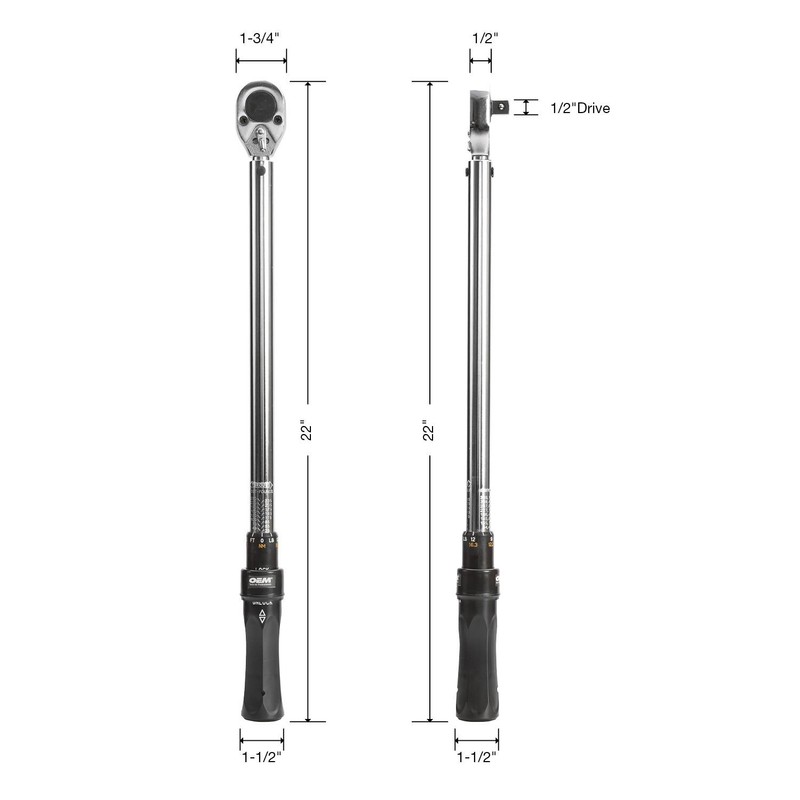 OEMTOOLS 25687 Click Style Torque Wrench | 25-250 Ft/Lbs. of