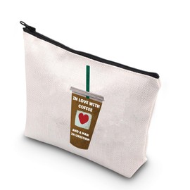 JNIAP Military Spouse Makeup Bag Military Spouse Gifts In Love With Coffee And a Man In Uniform Milspouse Gifts (IN LOVE mb)