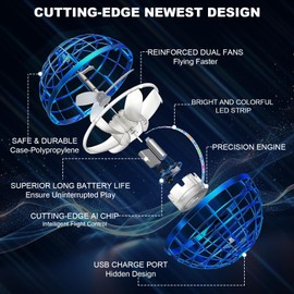 BULAPEACH Flying Orb Ball, Galaxy Ball Toy Hand Controlled Mini Drone Fly Orb Magic Hover Globe Boomerang Fidget Spinner Birthday Gift Cool Stuff Boys Girls Kids Age 6 7 8 9 10+ Year Old Indoor