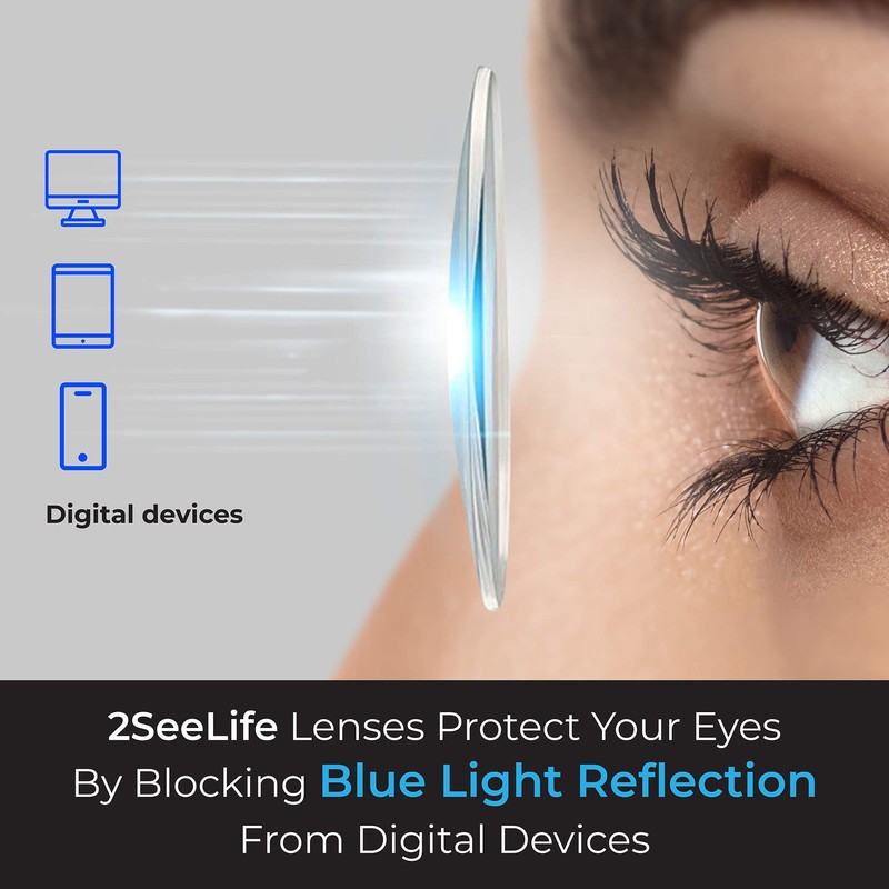 2SeeLife Slim Computer Reading Glasses | Black, 2.25