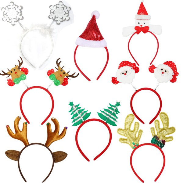 TERJBG Pack of 8 Christmas Headbands, Adult Set, Christmas Tree, Reindeer, Santa Claus, Snowflake Headband for Children, Adults, Christmas Party