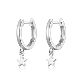 Philip Jones Silver Plated Star Charm Hoop Earrings