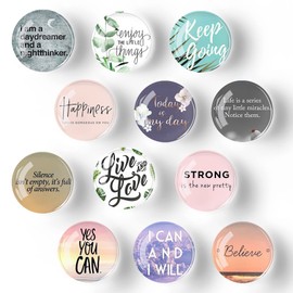 Fridge Magnets for Adults 12 Pcs Decorative Glass Refrigerator Magnets Cute Colorful Strong Magnets for Fridge Whiteboard Dishwasher Lockers (Inspirational Quotes)