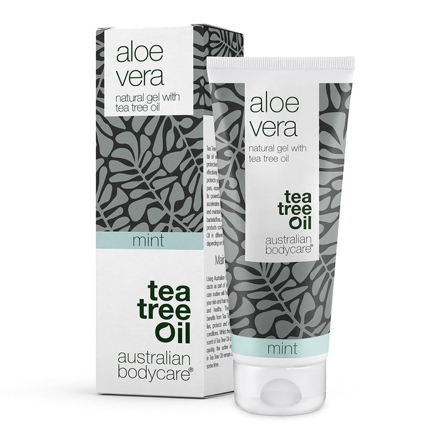 100% Vegan Aloe Vera Gel 100 ml | Aloe Vera After Sun Balm | Natural Aloe Vera, Tea Tree Oil and Mint | Cooling and Moisturising Against Itching, Sunburn and Scars | Australian Bodycare