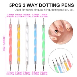 siyuwuro 10Pcs Nail Art Brush Kit Double-end Dotting Pens Nail Fine Liner Brushes for UV Gel Polish Acrylic Nails 10 Sizes Dotting Drawing Pens Nail Art Design Tool