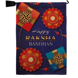 Ornament Collection Rakhi Purnima Burlap Garden Flag Set Mailbox Hanger Celebration Raksha Bandhan Festival Rkshabandhan Siblings Ceremony Hindu 0 Double-Sided, Made in USA