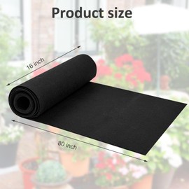 16 x 80 Inch Felt Planter Liner Roll Non-Woven Fabric Coconut Basket Liner Alternative Plant Liner Roll Black Coco Liners Roll Replacement Easy to Cut for Planter Hanging Flower Basket Window Box