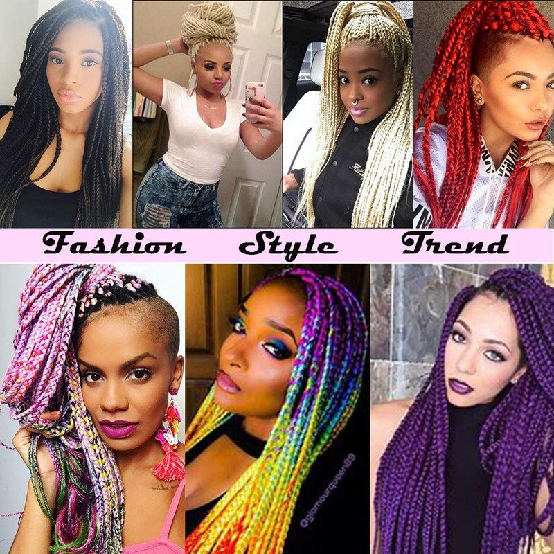 24 Inch Braids Extensions, Jumbo Braids, Synthetic Hair, 3 Bundle,
