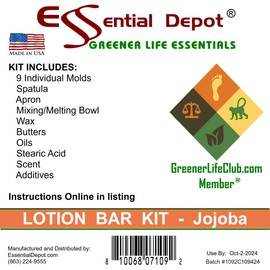 Essential Depot Lotion Bar Making Kit (Deconstructed) - JOJOBA - only a Heat Source Required to Make 9 Lotion Bars from Scratch - Natural Ingredients Without Chemicals or additives