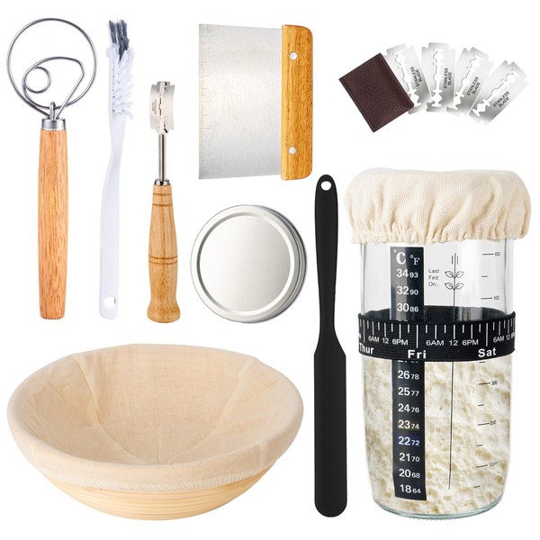 Banneton Bread Proofing Basket Set, 10 Inch Round Sourdough Proofing