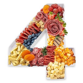 12inch Fillable Cardboard Tray Number Paper Mache Box for Charcuterie, Chocolate, Candy, Party Decorations (4 Shape)