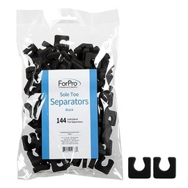 ForPro Separadores de dedos de suela – Separadores de espuma de lujo negro – Separadores de dedos individuales para pedicuras – 144 unidades
