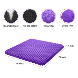 TONINT Large Gel Seat Cushion For Long Sitting With 2 Non-Slip Covers,Soft & Breathable,Chair Cushion,Car seat Cushion,Office seat Cushion,Seat Cushion for Desk Chair,Wheelchair Cushion