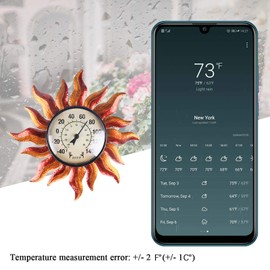 MUMTOP 13.7" Indoor Outdoor Thermometer, Large Number Wall Mounted Sun Thermometer for Patio, Yard, Garden