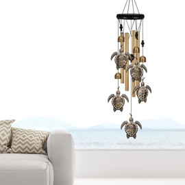 Outdoor Sea Turtle Wind Chimes Decor, Memorial Wind Chimes, Mobile Turtle Wind Bells, Turtle Wind Catcher, Bronze Tortoise Wind Chimes for Home, Yard, Patio, Garden Decoration, Festival Gifts for Mom