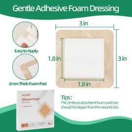 Jointown Foam Wound Dressing Bandages Silicone Adhesive Border 3 x 3 inches Waterproof Sacral Pads Absorbent Breathable Bed Sore Pressure Dressing