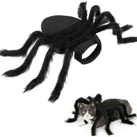 Lumadecor Spider Pet Costume - Cosplay Costumes with Adjustable Velcro for Halloween Cats & Small Dogs Puppy Dress Up Accessory (Black)