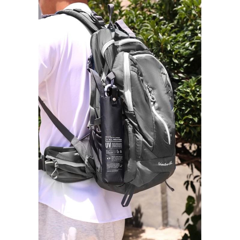 Parasol with Carabiner, Ultra Lightweight, Foldable, Rain or Shine, Unisex,