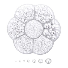 WLLHYF 5600 Pieces Half Beads for Crafts 2/3/4/5/6/8/10 mm White Beads with Box DIY Nail Art Craft Necklaces Bracelets Jewellery Decorations Makeup Accessories for Artists and Creative People