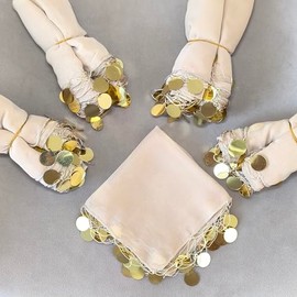 ErYa 10 x Plain Halay Mendili Dance Cloths Dügün Wedding Engagement Kina Mendil Nisan Dügün Turkish Wedding (Beige)