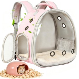 2-Pack Small Animal Backpack Carrier & Ceramic Hamster Hideout for Cooling Summer, Hamster House and Habitat Cool Bed for Other Similar-Size Small Pet Gerbil Rat Chinchilla