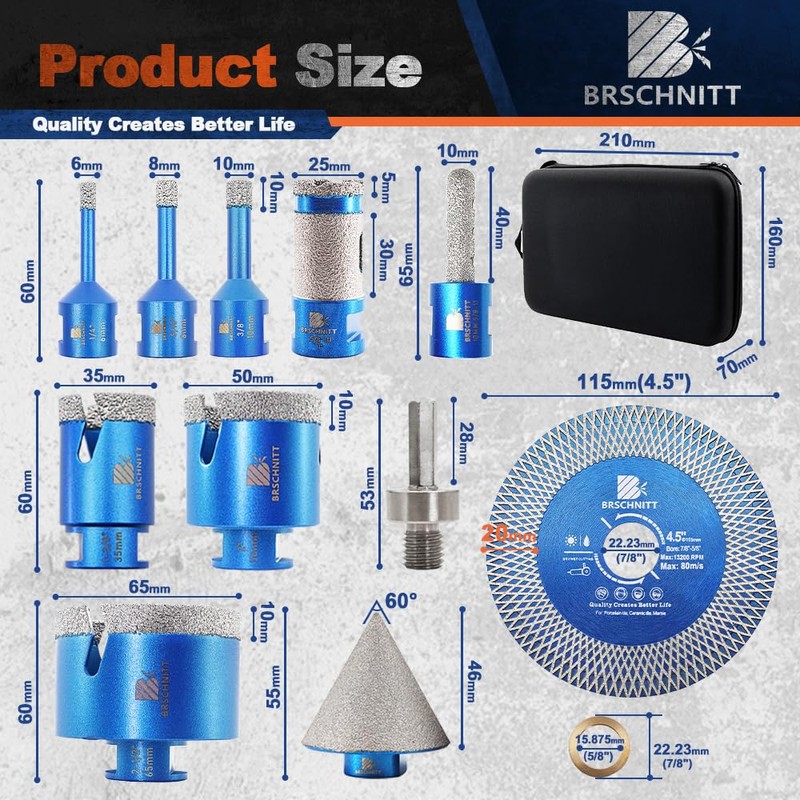 Tile Hole Saw Kit - BRSCHNITT Diamond Core Drill Bit
