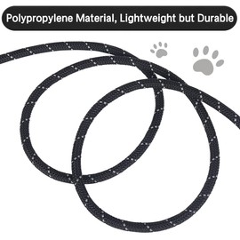 Vivifying Long Dog Leash, 20ft Reflective Dog Training Leash for Outside and Yard, Floating Long Line Lead with Soft Handle for Camping, Hiking, Swimming, Beach and Lake（6M, Black）