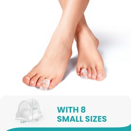Promifun Hammertoe Corrector for Women - Soft Gel Toe Straighteners - Realign Bent, Curled, Crooked, Claw, Bunion, Hammer Toes - Toe Corrector for Men（8 Count, Small, Clear）