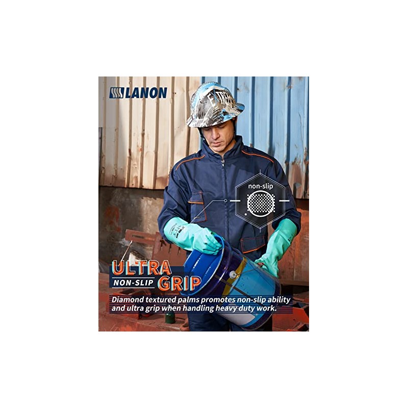 LANON - Guantes de nitrilo resistentes a los productos químicos,
