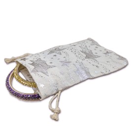 12-Pack 4x6 Reusable Cotton Canvas Muslin Gift Bags w. Drawstrings (Silver Stars, Small) - for Presents, Party Favors, Retail, Samples by TheDisplayGuys