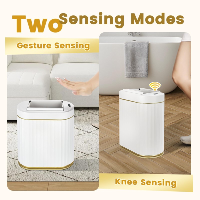 ELPHECO Bathroom Trash Can with Lid Butterfly, Motion Sensor Trash