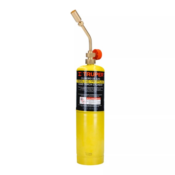 Truper KIT-GAS-400N 400g propylene gas cylinder and lighter kit, yellow