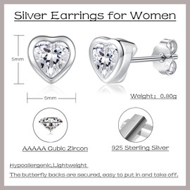 Estrellique 925 Sterling Silver Stud Earrings, Small Stud Earrings Silver Earrings, 3 Pairs Silver Earrings Set for Women Girls, Earrings Hypoallergenic Cartilage Sleeping Stud Earrings, 4/5/6 mm