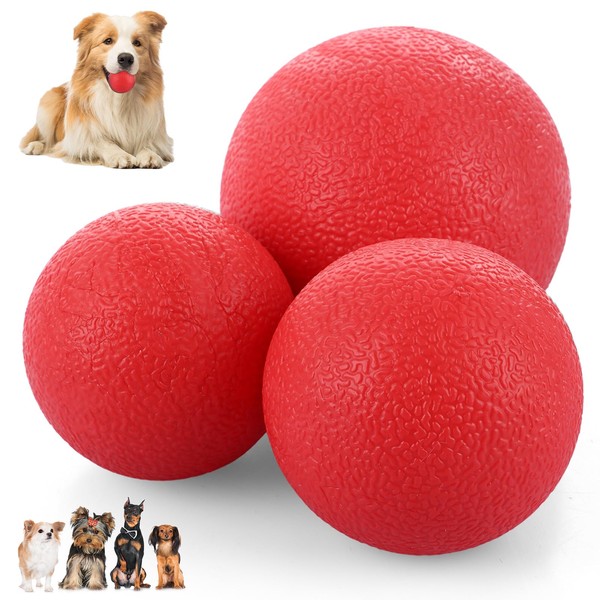YAYODS 12PCS Indestructible Rubber Dog Balls, 3 Sizes (4.5cm, 5cm,