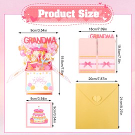 loghohu Happy Birthday Pop up Card, Happy Mothers Day Card with Envelope 3D Birthdays Box Pop up Birthday Cards for Women Grandma Birthdays Gifts