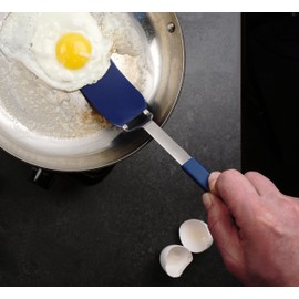 RSVP International Kitchen Tool Collection Flexible Nylon Spatula, Stainless Steel Handle, 10.75x2", Blue