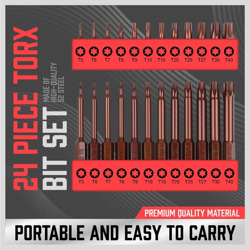 SEDY 24-Piece Security Torx Bit Set, Tamper Resistant Torx Bit