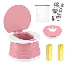 Foldable potty chair Portable Potty Seat for Toddler Folding potty seat travel Toddler Training Toilet Indoor/Outdoor Potty for kids (Pink)