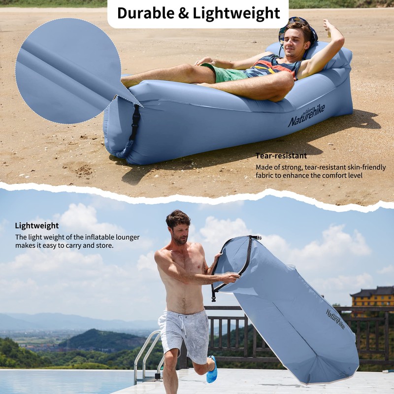 Naturehike Inflatable Recliner Chair, Waterproof Inflatable Sofa with Portable Backpack,