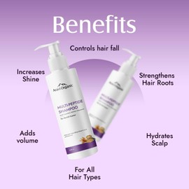 Aravi Organic Multi Peptide Hairfall Shampoo - Acetyl Tripeptide 3, Palmitoyl, Oligopeptide & Rosemary - 6.7 FL Oz / 200 ml