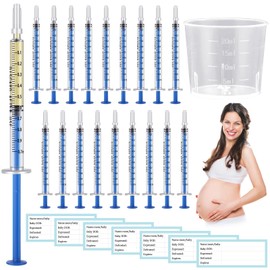 TrelaCo 100 Set 1 Ml Colostrum Collector Kit Include 100 Sterile Sealed Breast Milk Collector No Needle Colostrum Syringes 100 Stickers 1 Measuring Cup Collection for Breastmilk