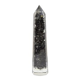 Beautiful Natural Gems in Resin Obelisk Free Standing Tower/8 Facet Point, Charged Chakra Reiki Metaphysical Crystal therapy with Beverly Oak's Certificate of Authenticity (Black Tourmaline)
