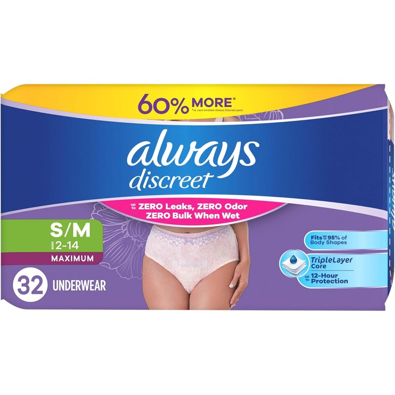 Always Discreet Adult Incontinence Underwear for Women and Postpartum Underwear,