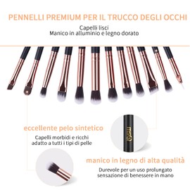 MSQ 12pcs Augen Make-up Pinsel Rose Gold Augen Make-up Pinsel Set weich Haare für Lidschatten, Augenbraue, Eyeliner, Blending, am besten für Weihnachtsgeschenke - Rose Gold