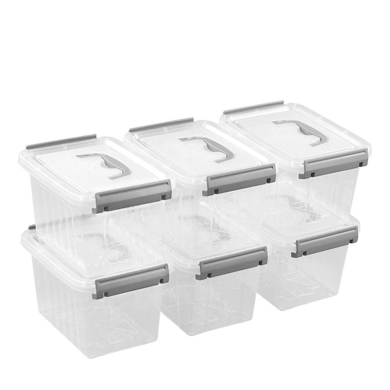 Waikhomes 3L Plastic Storage Containers Set of 6, Latching Storage