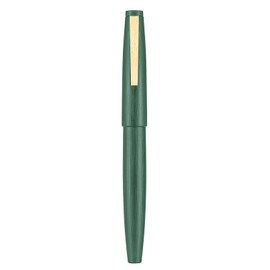 erofa 80 Fountain Pens Green Fibre Brushed Nib with Converter and Small Pen Bag Set (Golden Clip), Dark Green Golden Clip