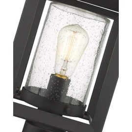 Emliviar Post Lights Outdoor Fixture, 1-Light Lamp Post Lantern, Black Finish, Seeded Glass, 2083P BK