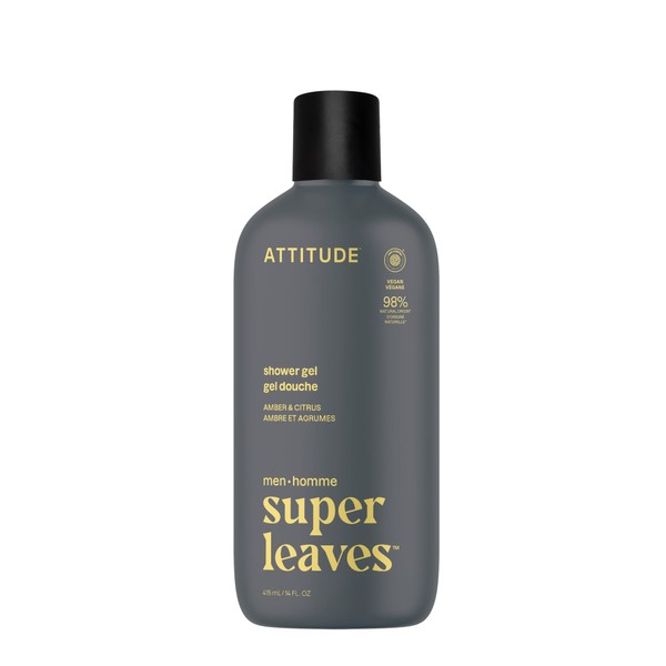 ATTITUDE ATTITUDE Shower Gel Body Wash for Men, 98% Natural